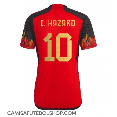 Camisa de time de futebol Bélgica Eden Hazard #10 Replicas 1º Equipamento Mundo 2022 Manga Curta